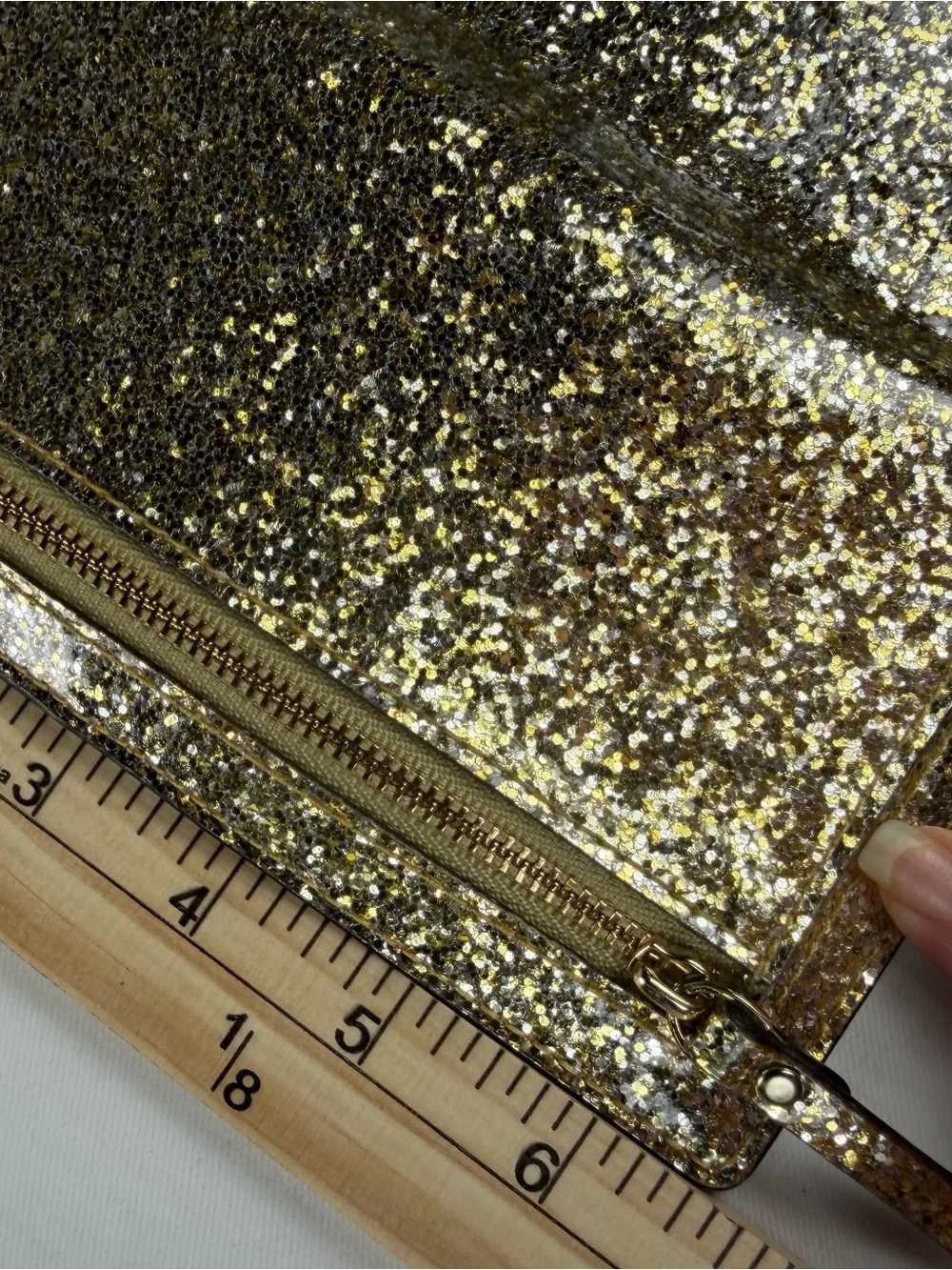 kate spade Gold Glitter Folio wallet with magnetic closure - fun and flirty